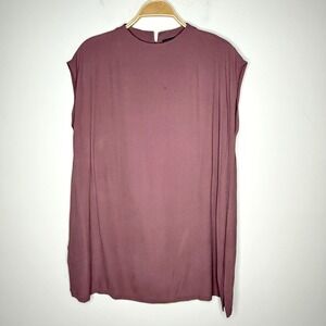 Eileen Fisher Silk Tunic Top Size M‎ Purple Mandarin Collar Longline Sleeveless